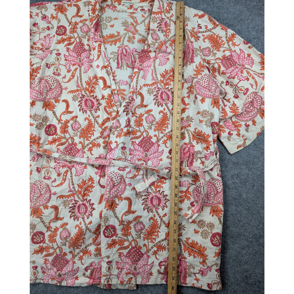 Roller Rabbit Amanda Robe Womens One Size Cotton Floral Block Print Boho Natural - Picture 6 of 6